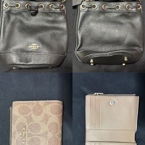 Coach Black Leather Bag and Tan Monogram Wallet